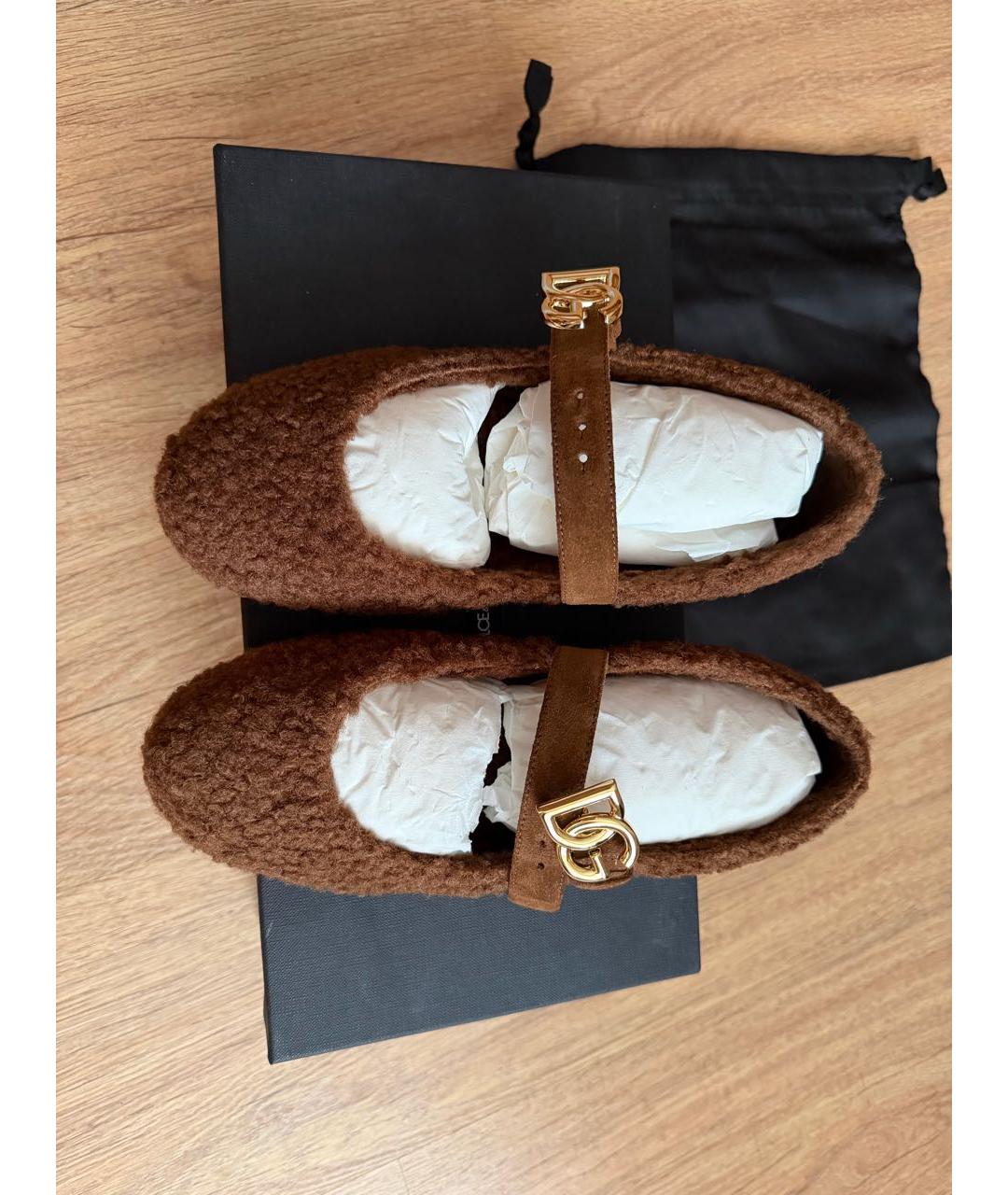 DOLCE&GABBANA Коричневые текстильные балетки, фото 2