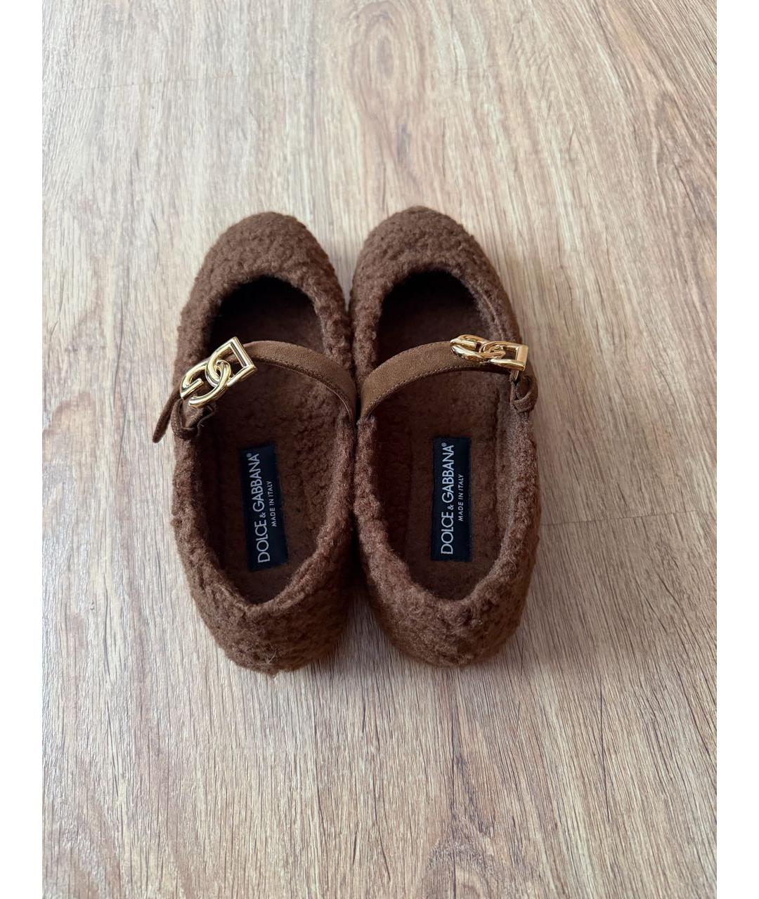 DOLCE&GABBANA Коричневые текстильные балетки, фото 3