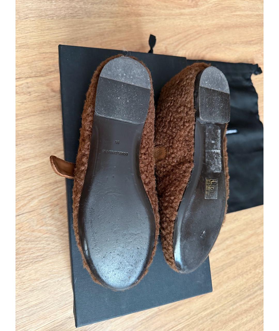 DOLCE&GABBANA Коричневые текстильные балетки, фото 6