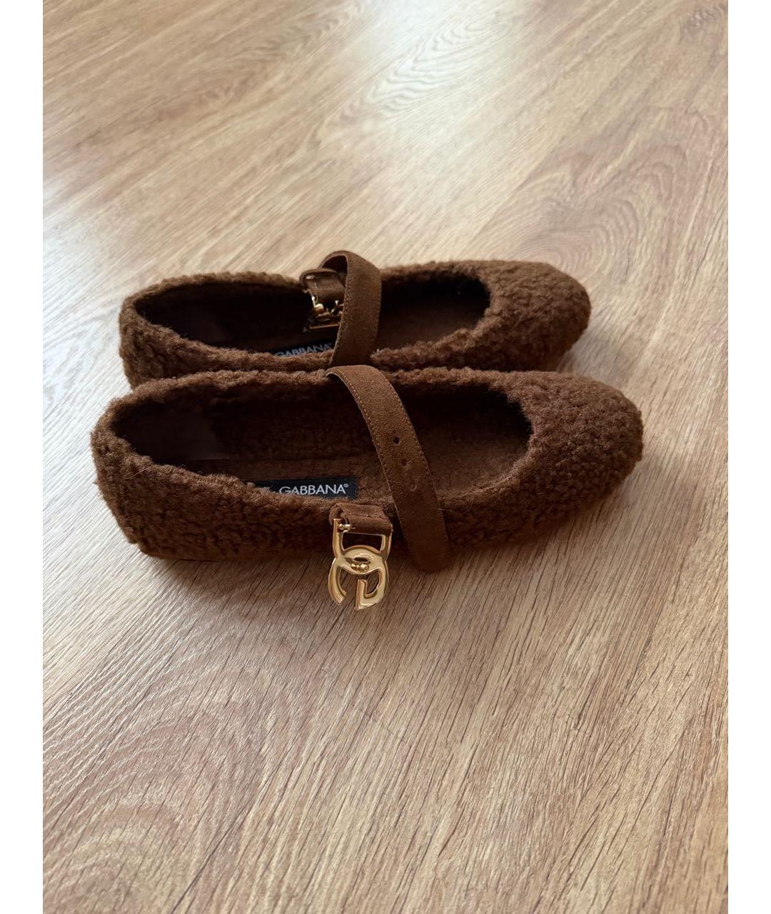 DOLCE&GABBANA Коричневые текстильные балетки, фото 7