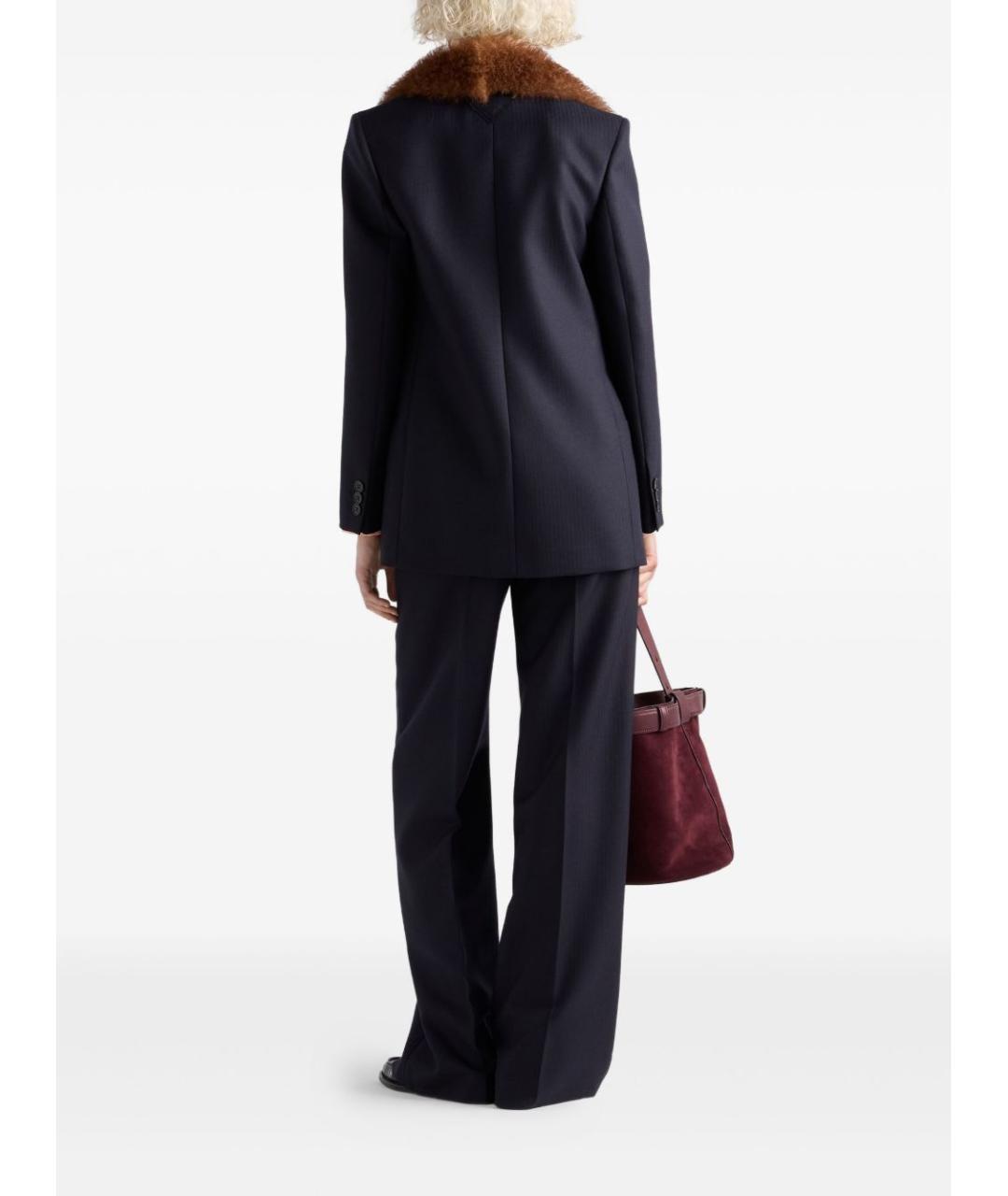 PRADA Синие шерстяные прямые брюки, фото 2