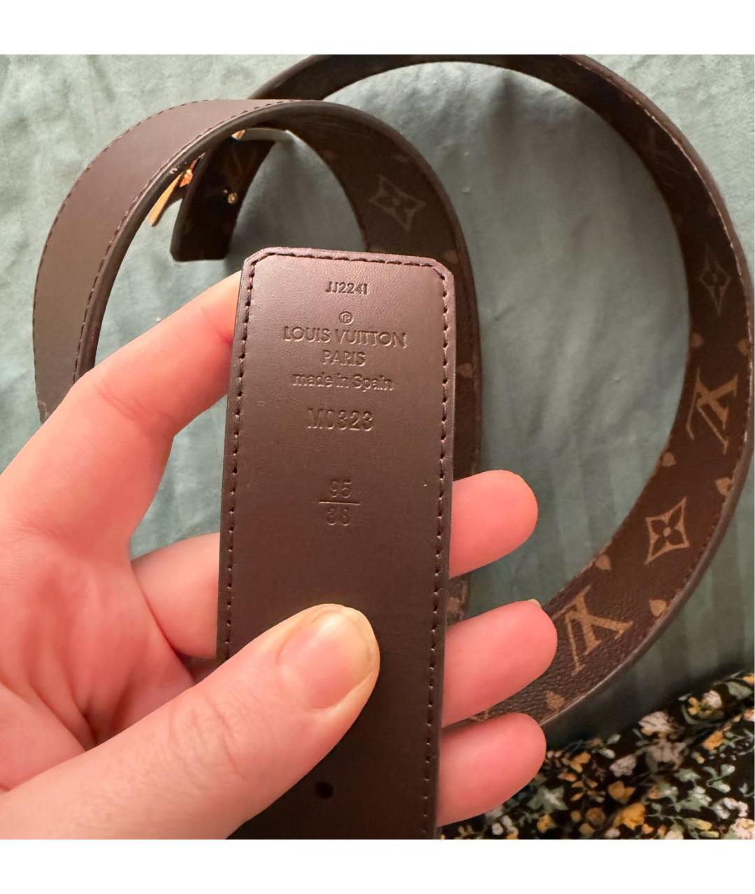 LOUIS VUITTON Коричневый кожаный ремень, фото 3