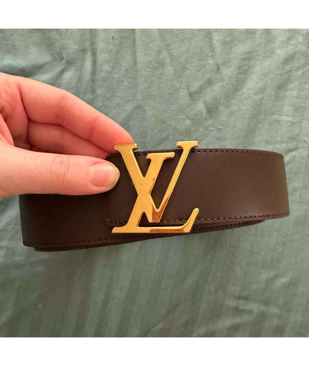 LOUIS VUITTON Коричневый кожаный ремень, фото 6