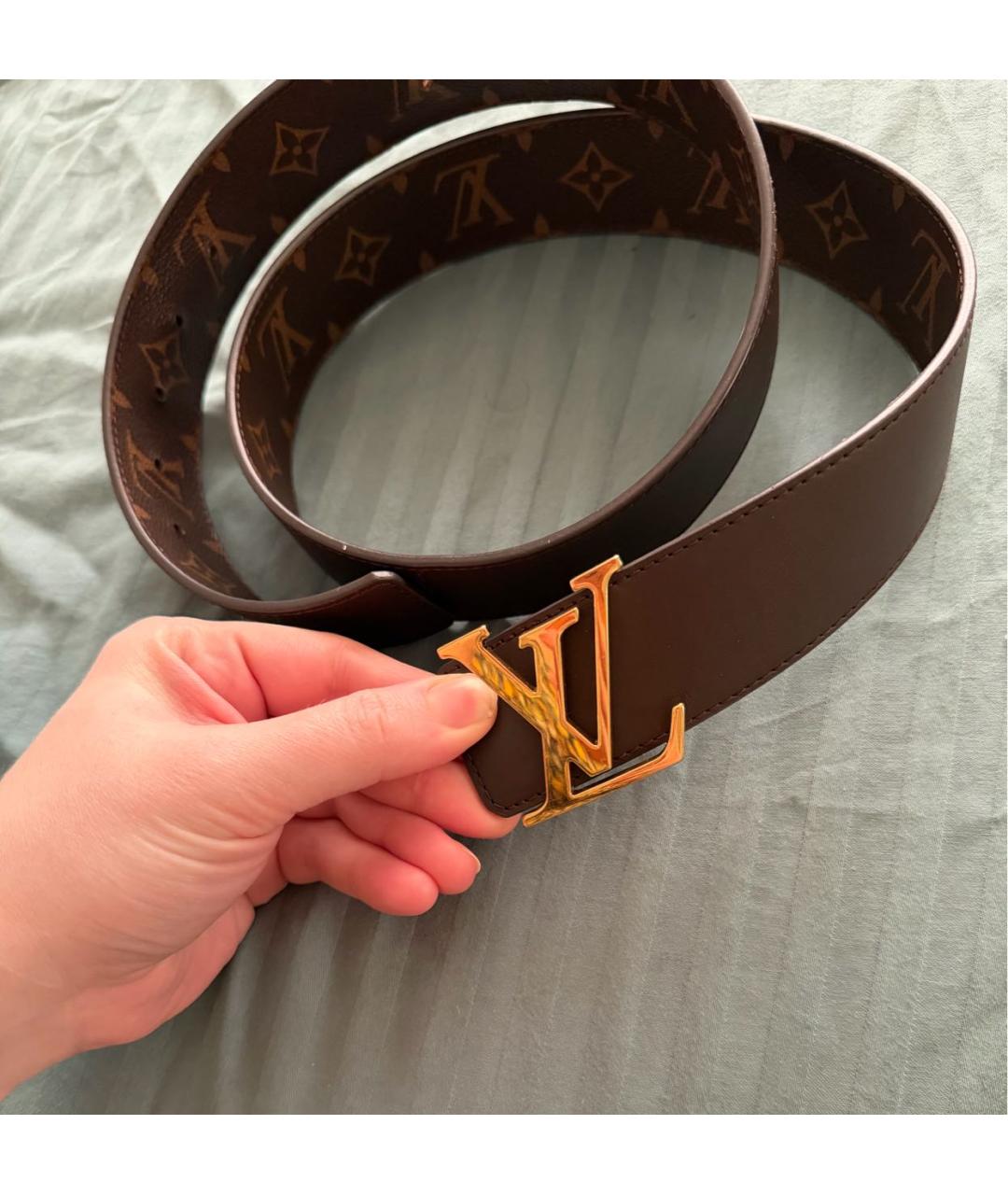 LOUIS VUITTON Коричневый кожаный ремень, фото 2