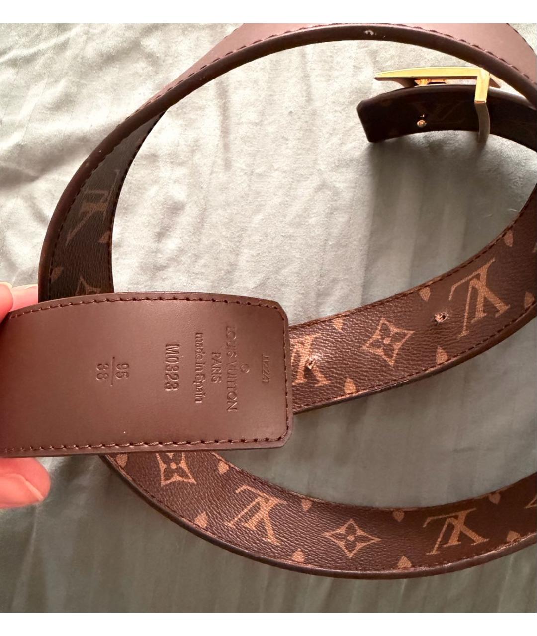 LOUIS VUITTON Коричневый кожаный ремень, фото 5