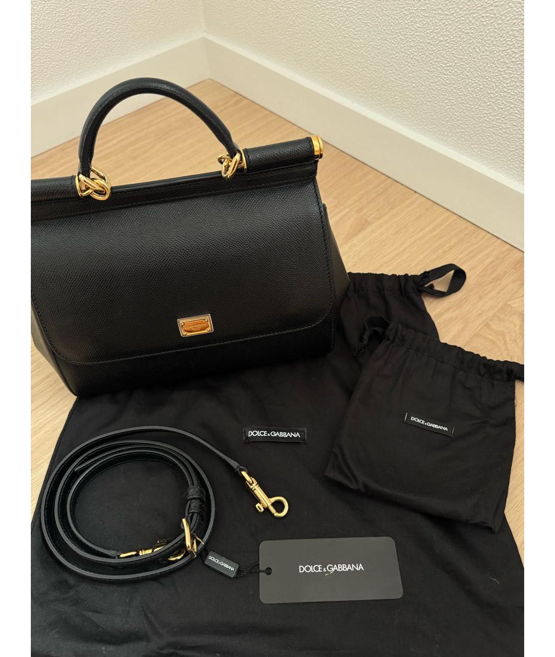 DOLCE&GABBANA Черная кожаная сумка с короткими ручками, фото 3