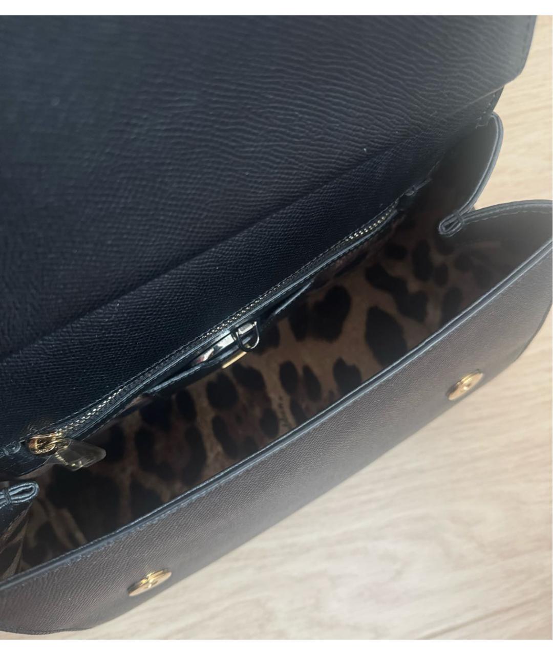DOLCE&GABBANA Черная кожаная сумка с короткими ручками, фото 6