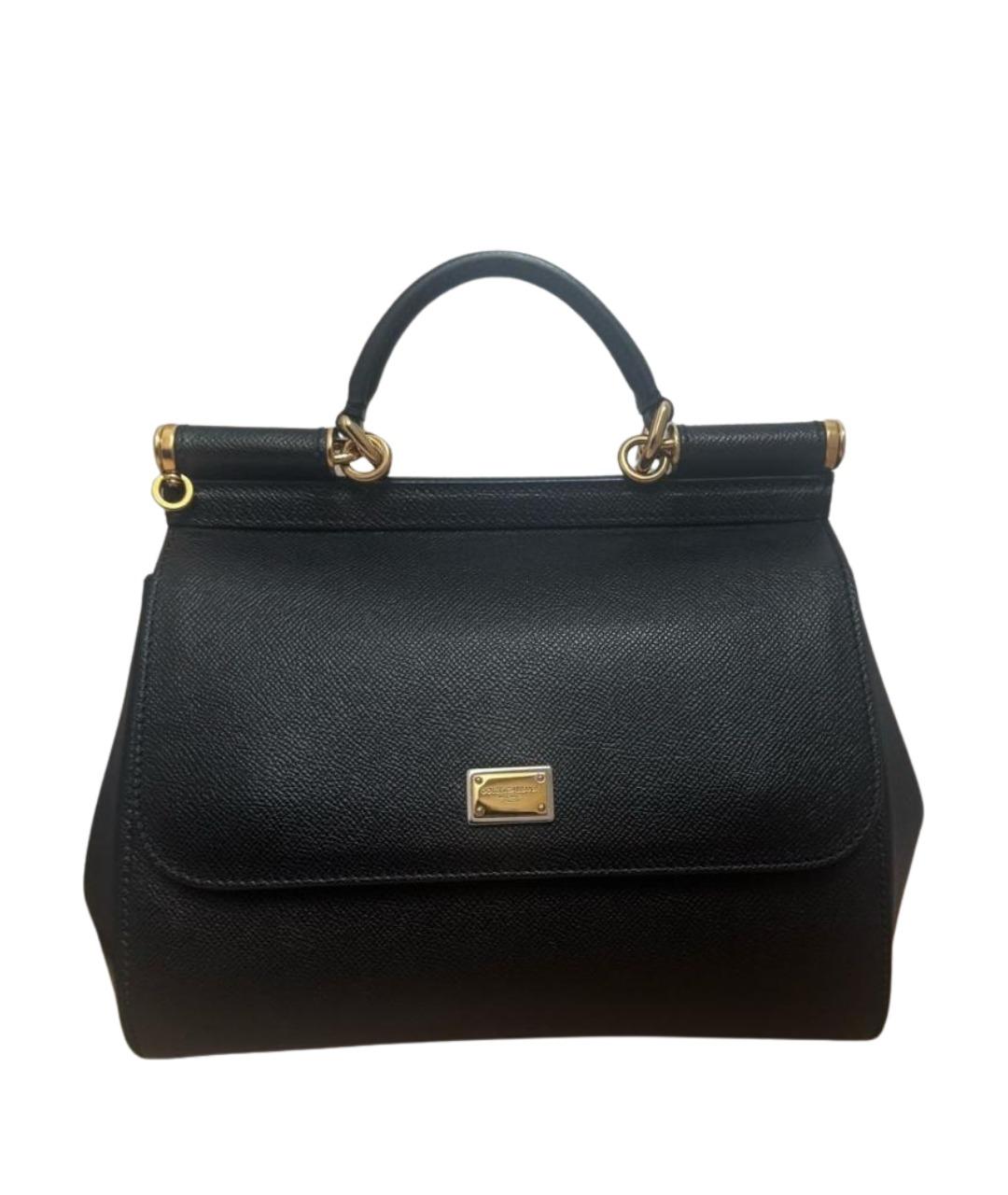 DOLCE&GABBANA Черная кожаная сумка с короткими ручками, фото 1