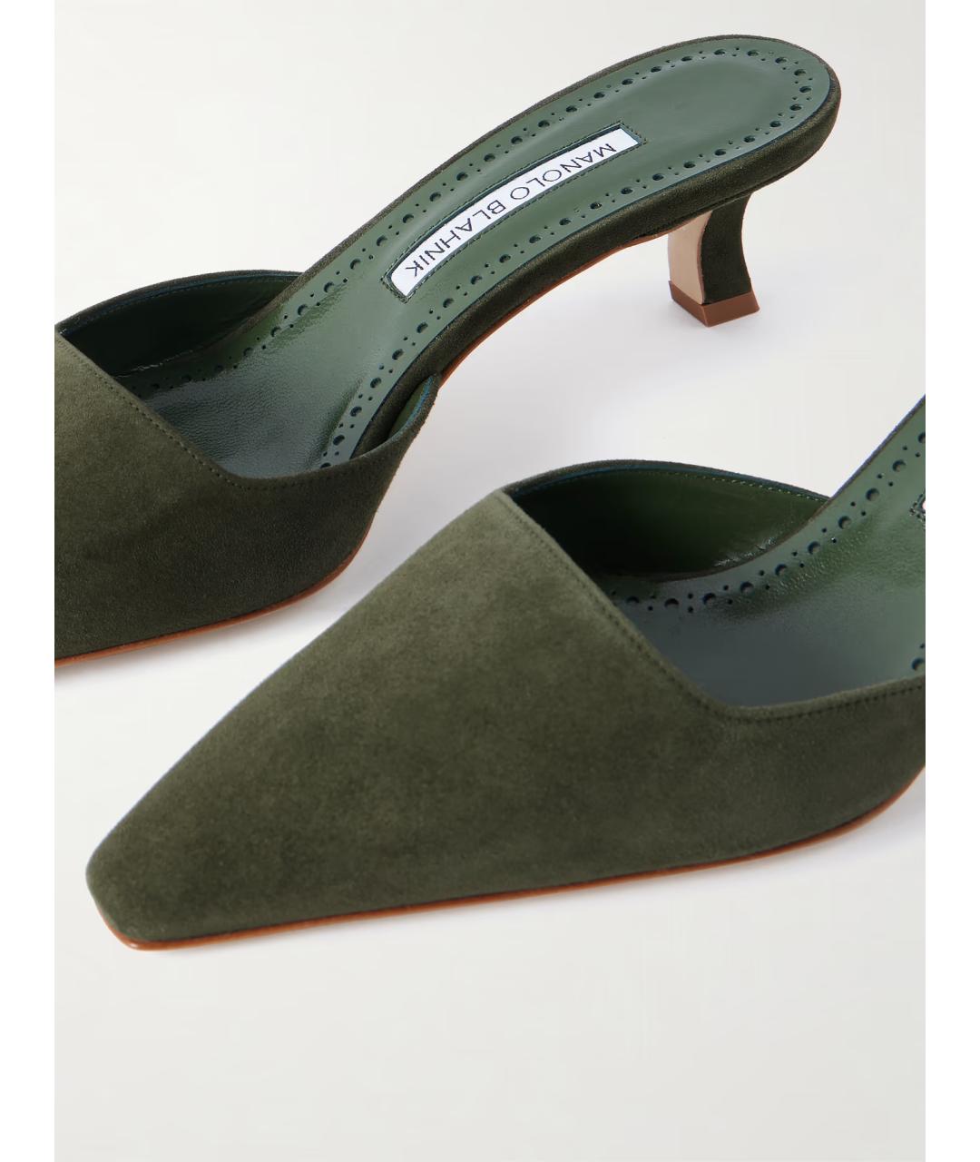 MANOLO BLAHNIK Хаки замшевые мюли, фото 3