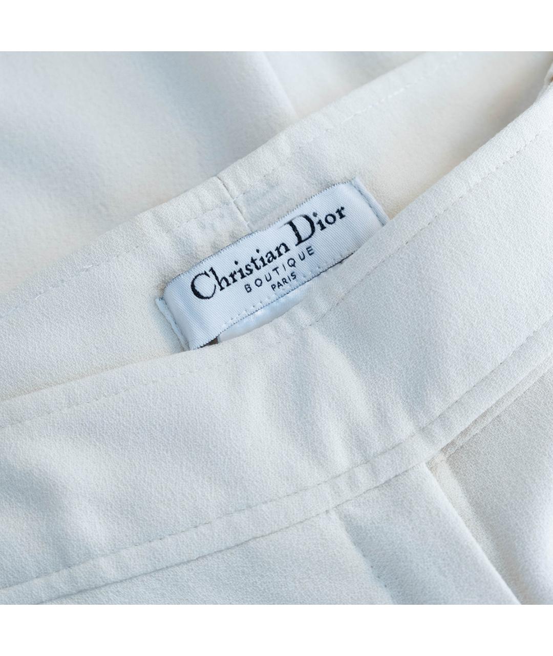 CHRISTIAN DIOR Белые вискозные брюки широкие, фото 3
