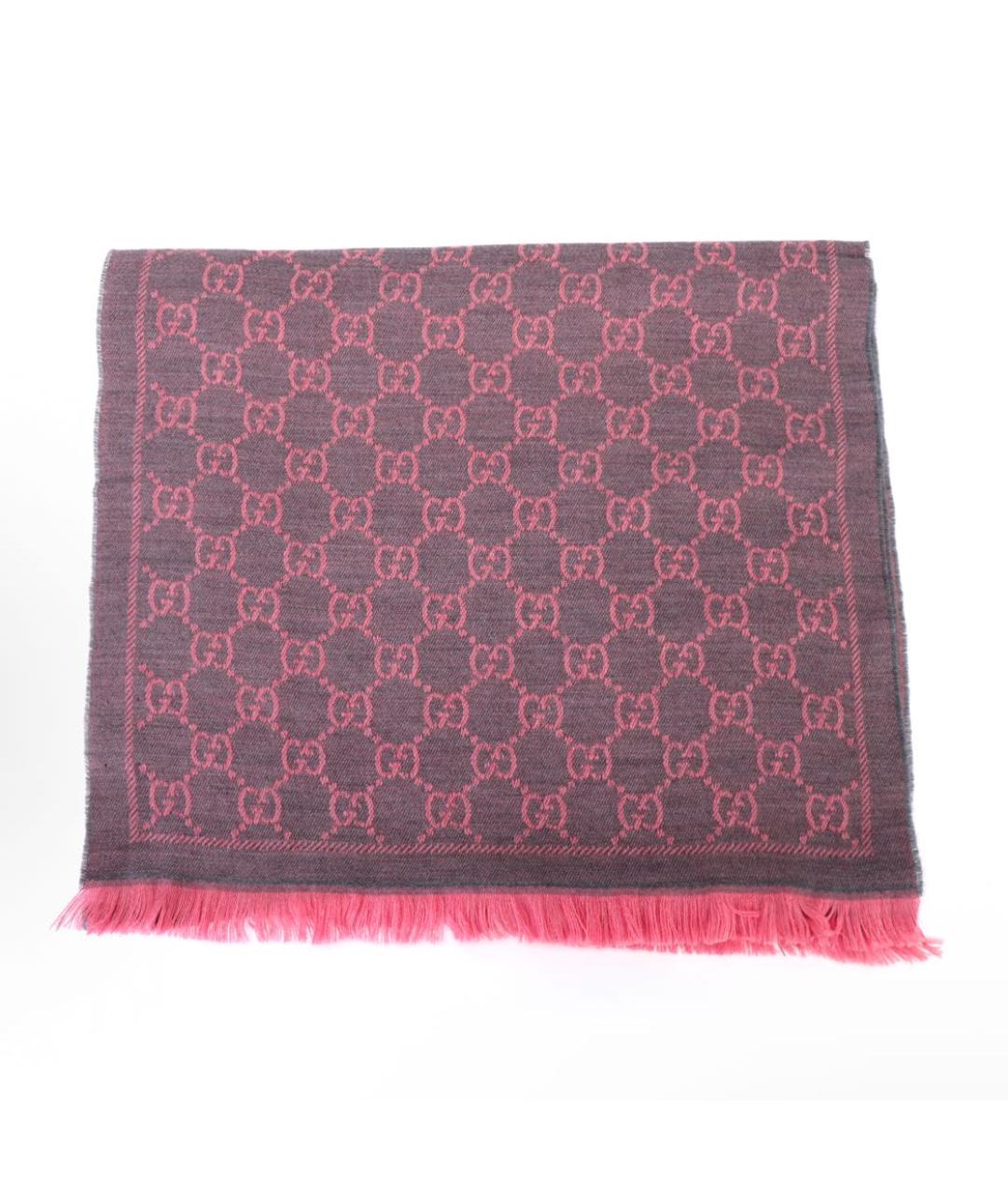 GUCCI Розовый шерстяной шарф, фото 3