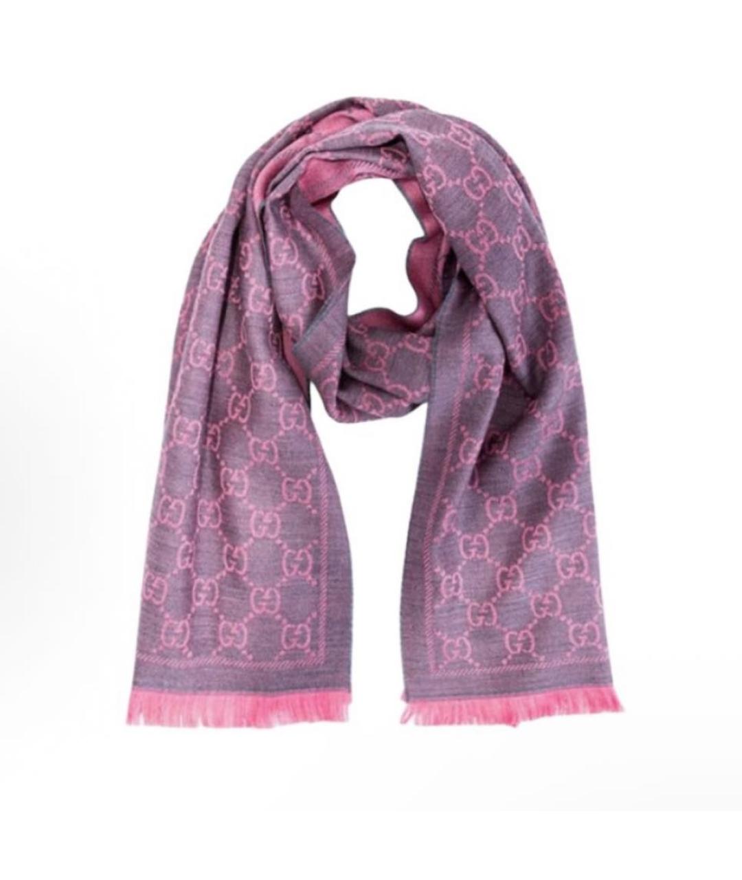 GUCCI Розовый шерстяной шарф, фото 9