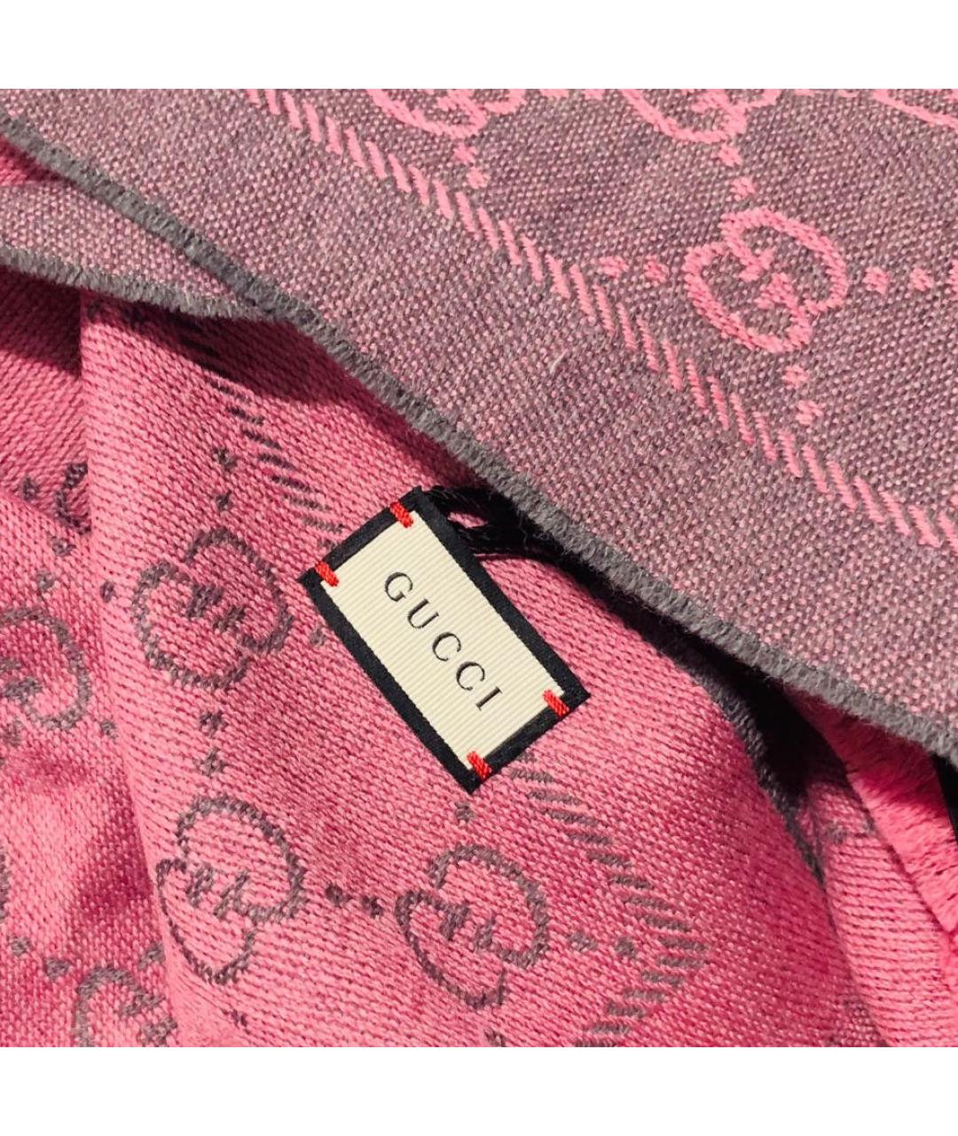 GUCCI Розовый шерстяной шарф, фото 8