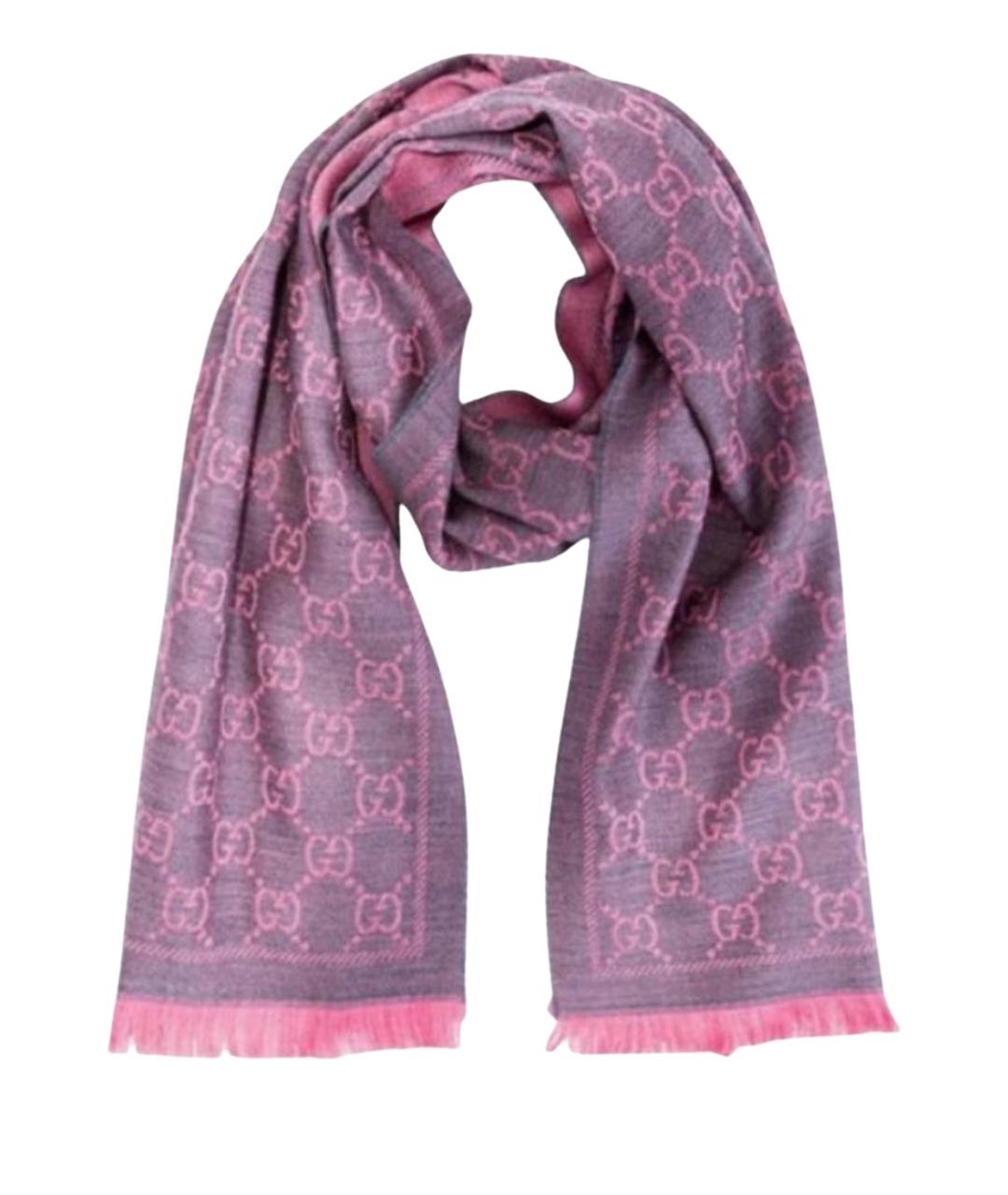 GUCCI Розовый шерстяной шарф, фото 1