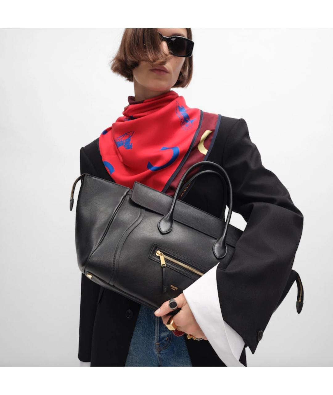 CELINE Черная кожаная сумка с короткими ручками, фото 4