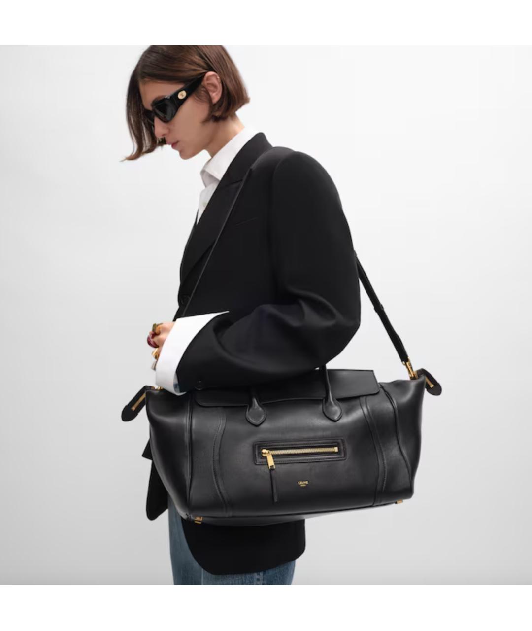 CELINE Черная кожаная сумка с короткими ручками, фото 3