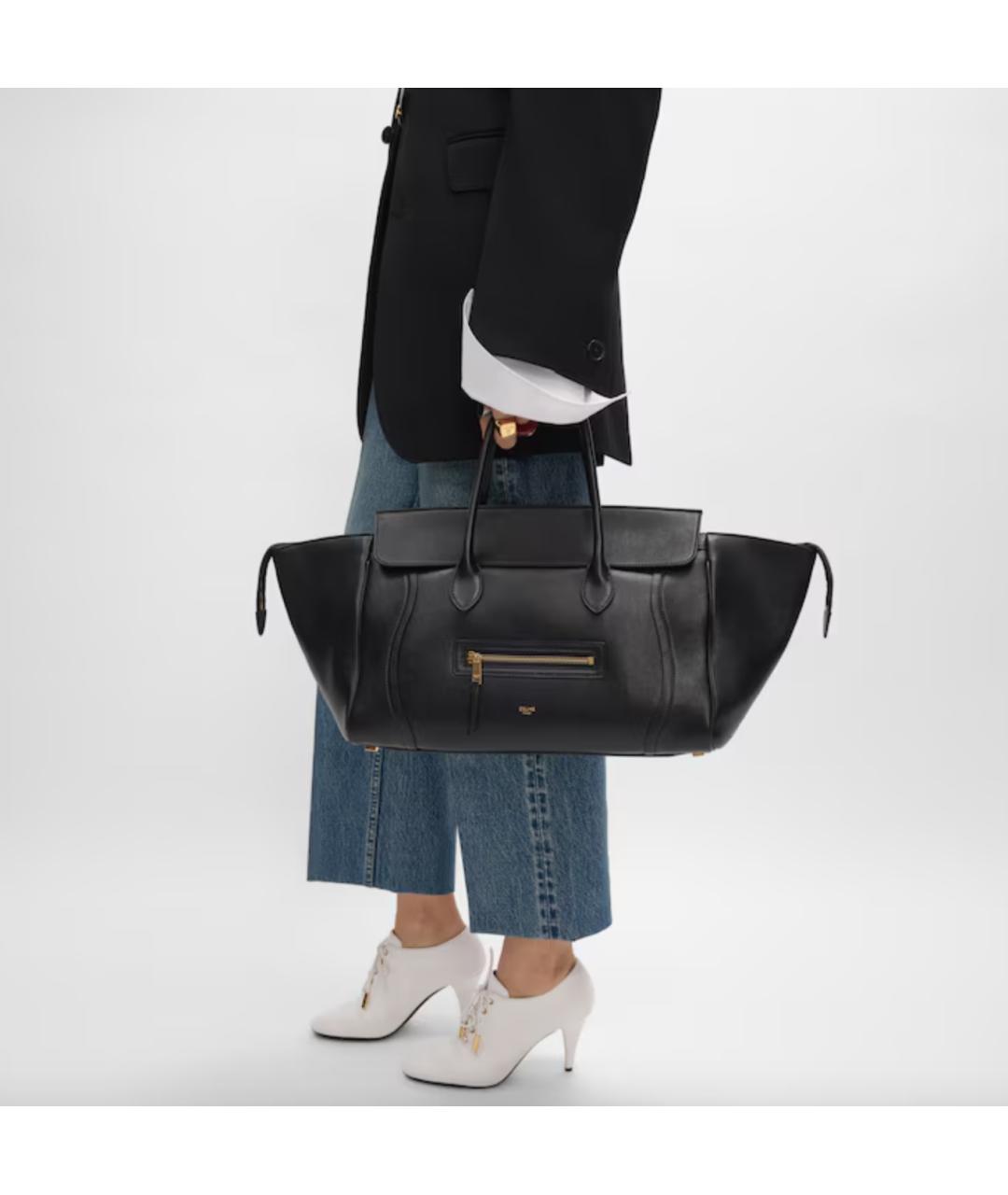 CELINE Черная кожаная сумка с короткими ручками, фото 2