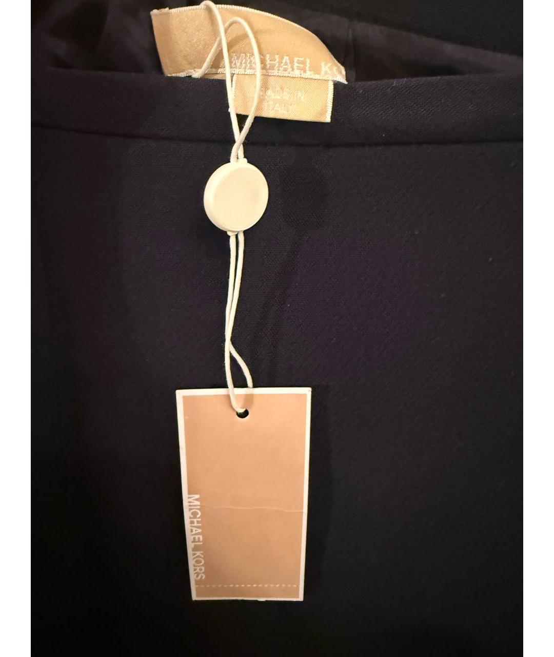 MICHAEL KORS Темно-синяя шерстяная юбка миди, фото 3