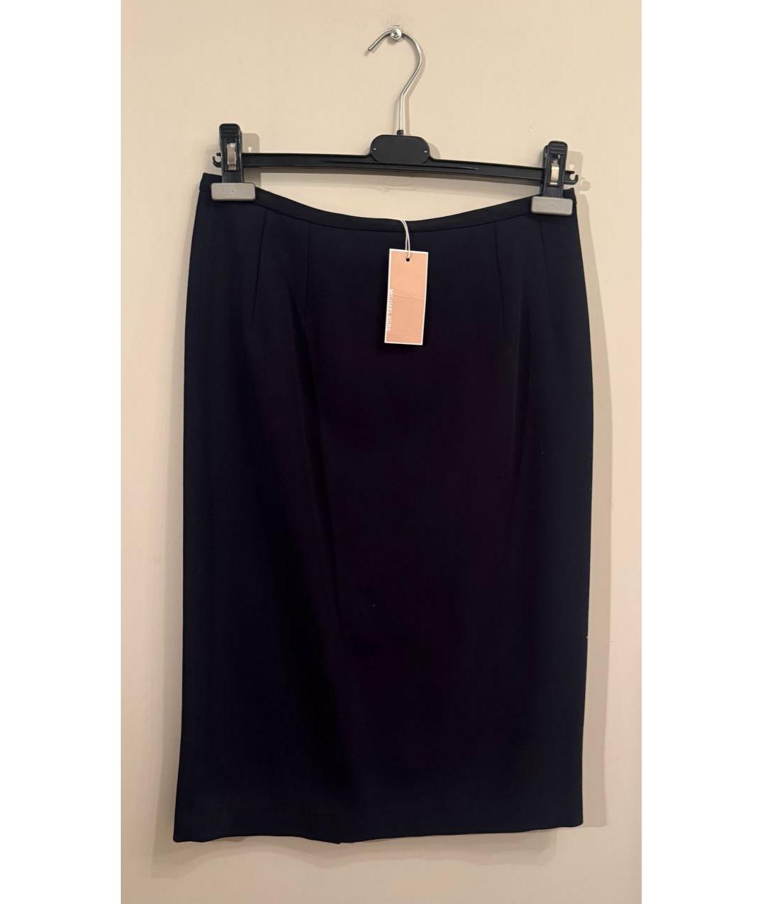 MICHAEL KORS Темно-синяя шерстяная юбка миди, фото 6