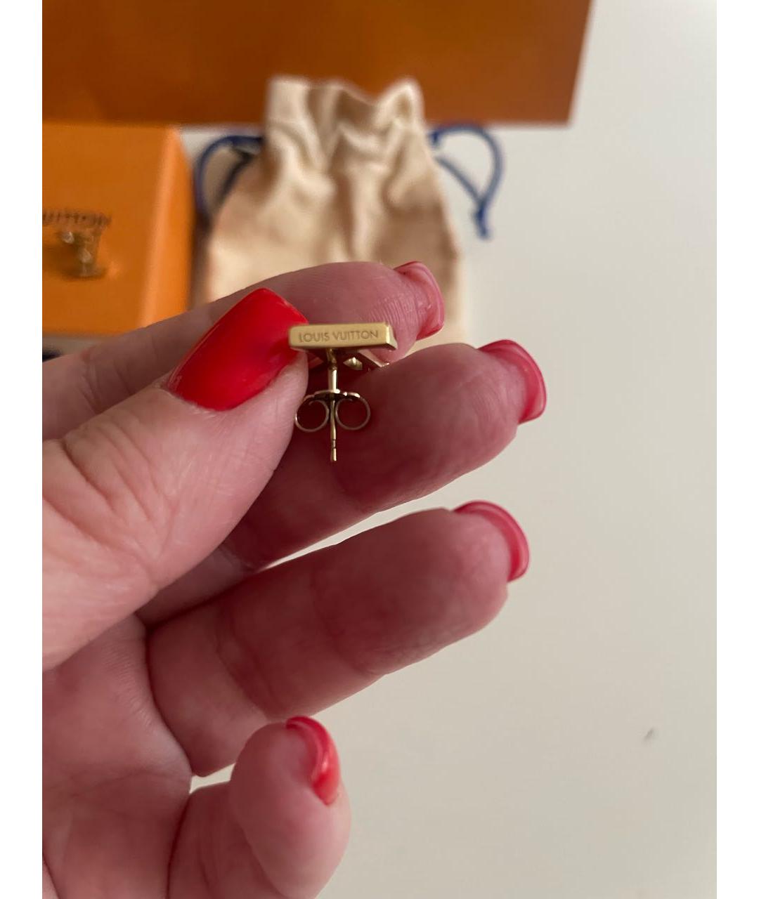 LOUIS VUITTON Золотые латунные серьги, фото 3