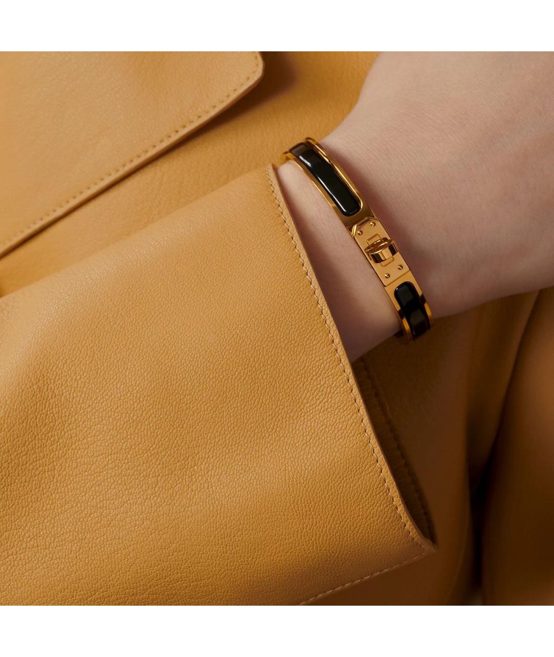 HERMES Черный металлический браслет, фото 4