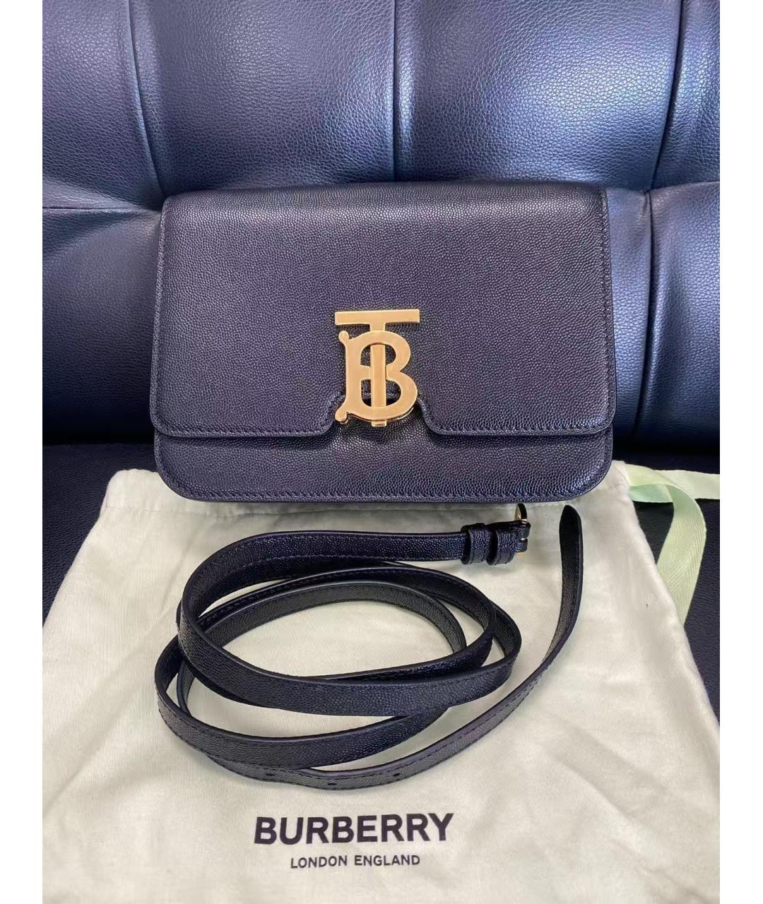 BURBERRY Черная кожаная сумка через плечо, фото 7