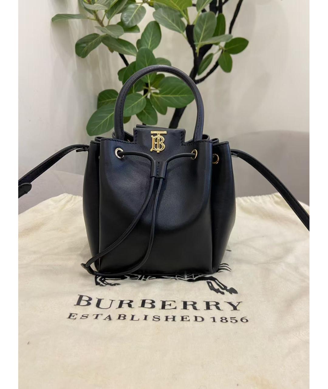 BURBERRY Черная кожаная сумка через плечо, фото 7