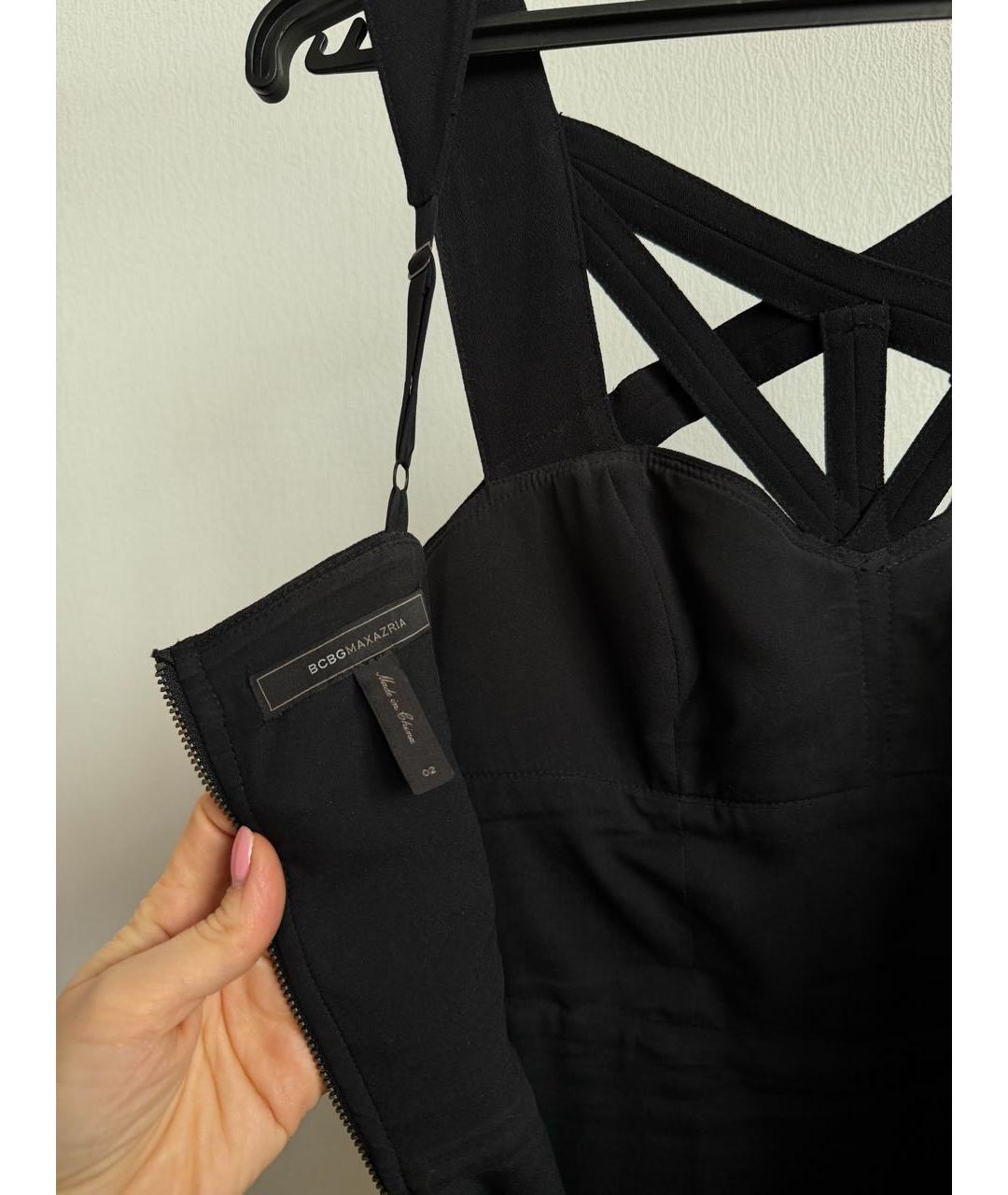 BCBG MAXAZRIA Черное вискозное коктейльное платье, фото 3
