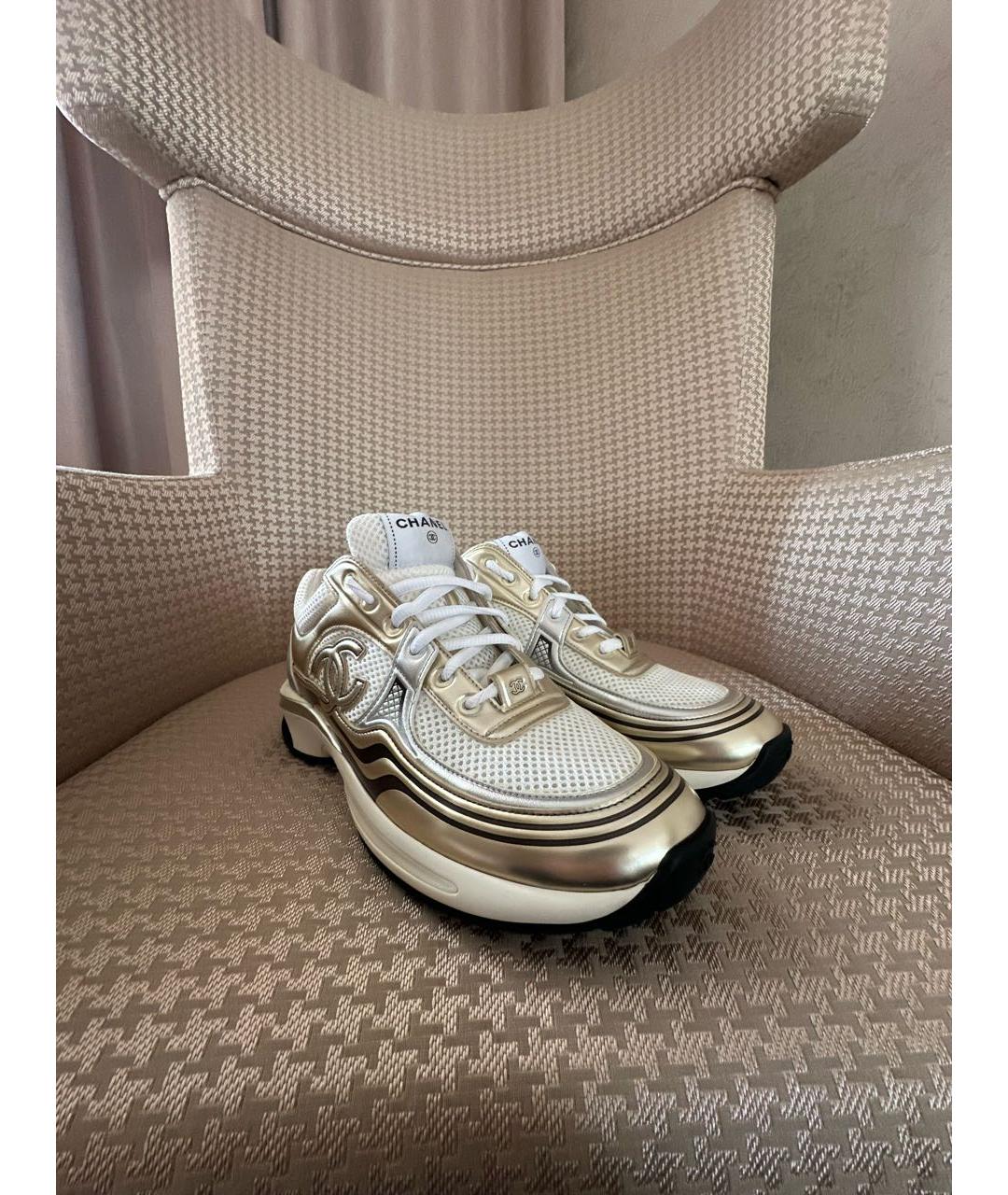 CHANEL Бежевые текстильные кроссовки, фото 5