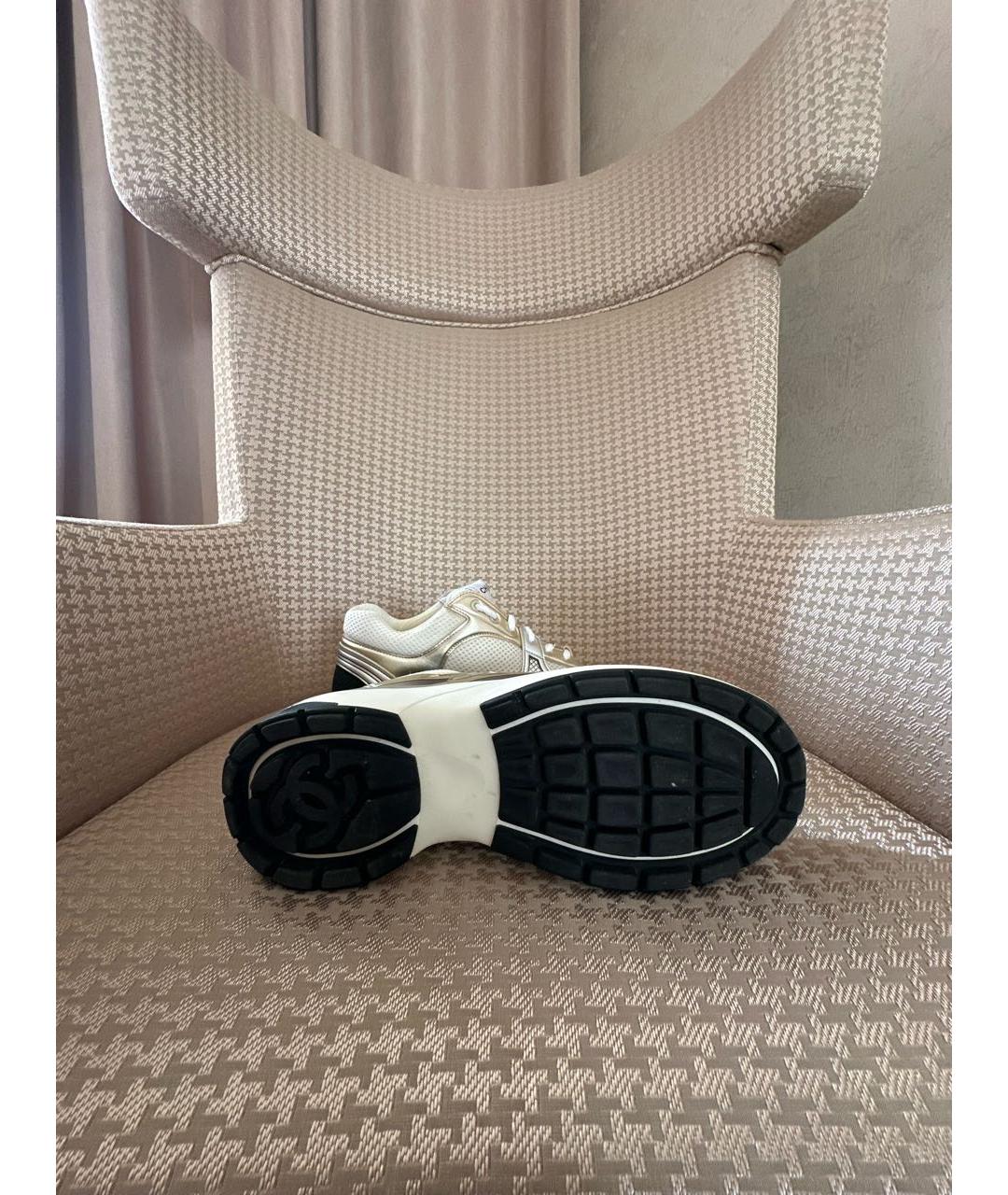 CHANEL Бежевые текстильные кроссовки, фото 6