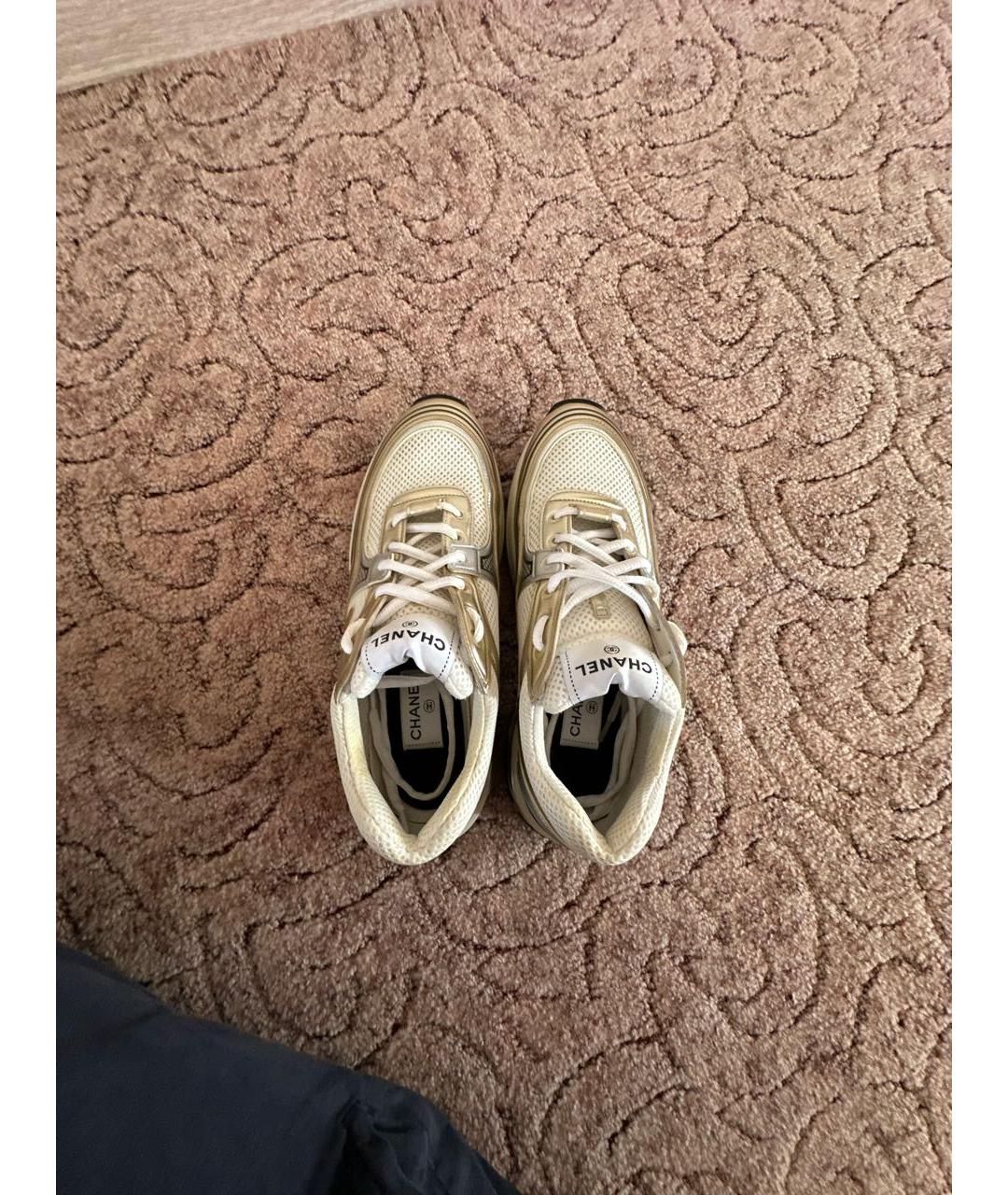 CHANEL Бежевые текстильные кроссовки, фото 3