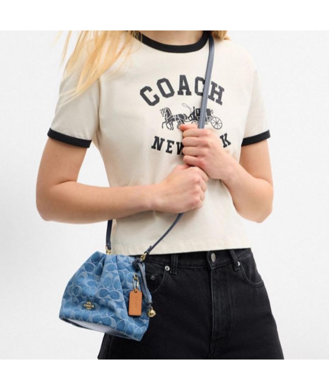 COACH Синяя деним сумка через плечо, фото 6