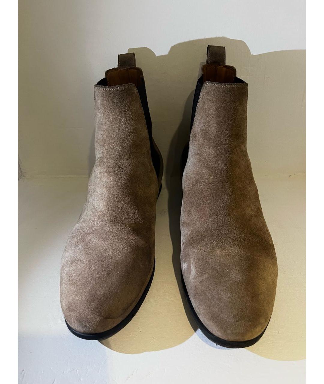 GIUSEPPE ZANOTTI DESIGN Бежевые замшевые высокие ботинки, фото 4