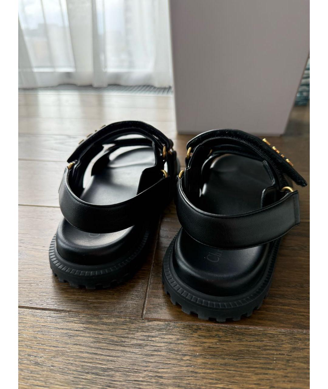 CHRISTIAN DIOR Черные кожаные сандалии, фото 4