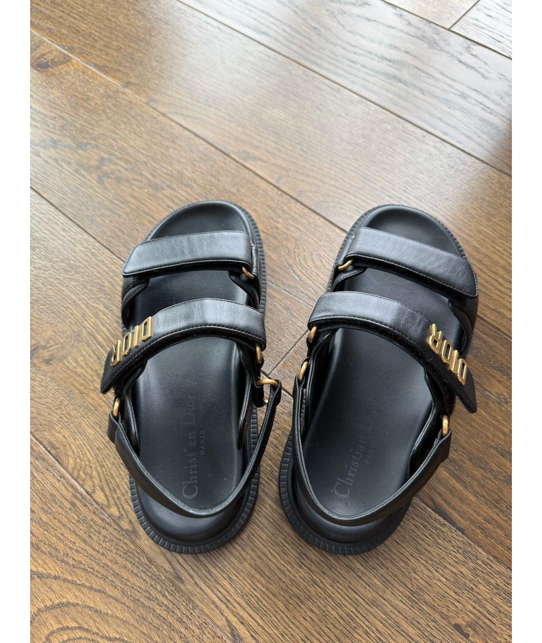 CHRISTIAN DIOR Черные кожаные сандалии, фото 3