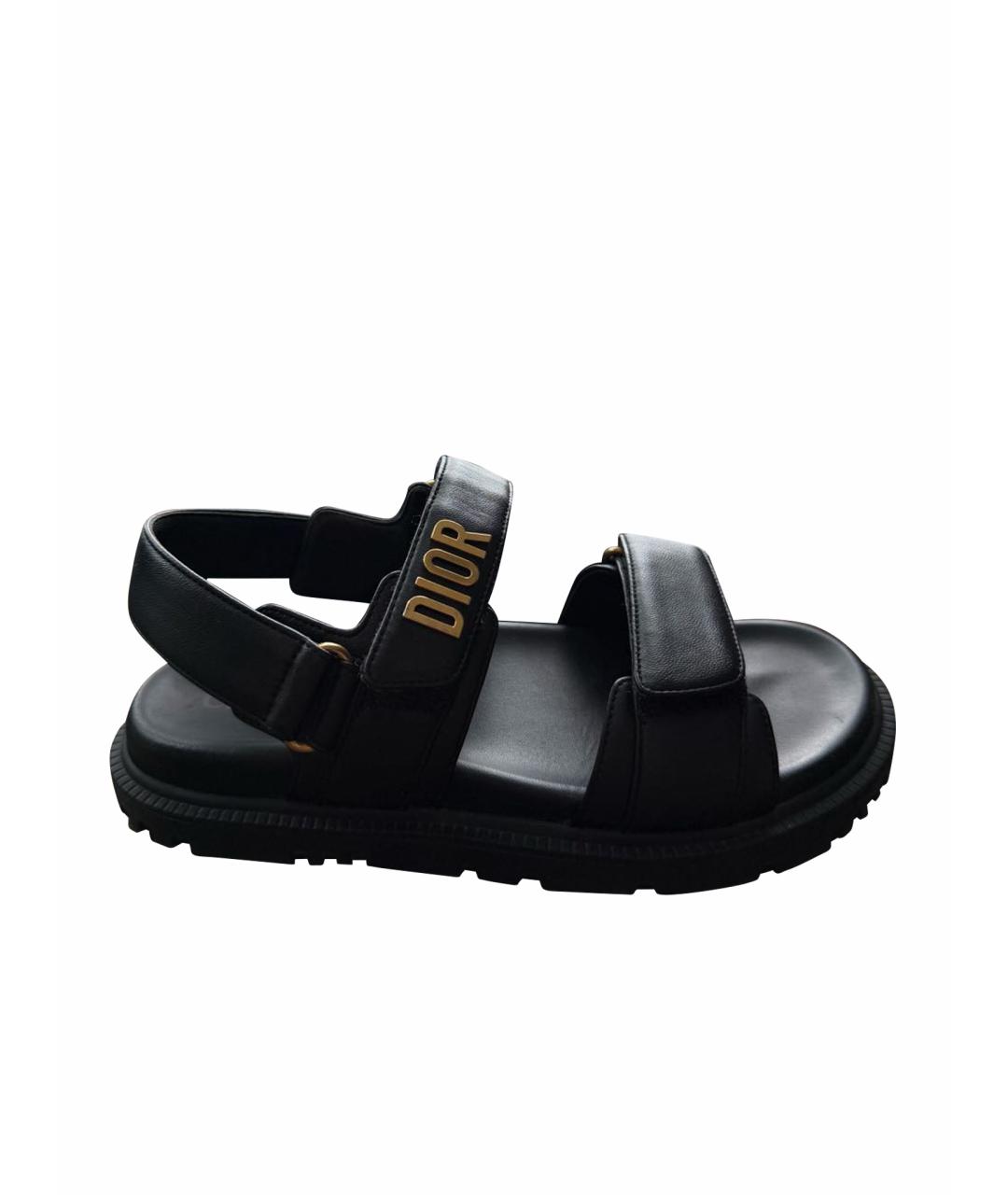 CHRISTIAN DIOR Черные кожаные сандалии, фото 1