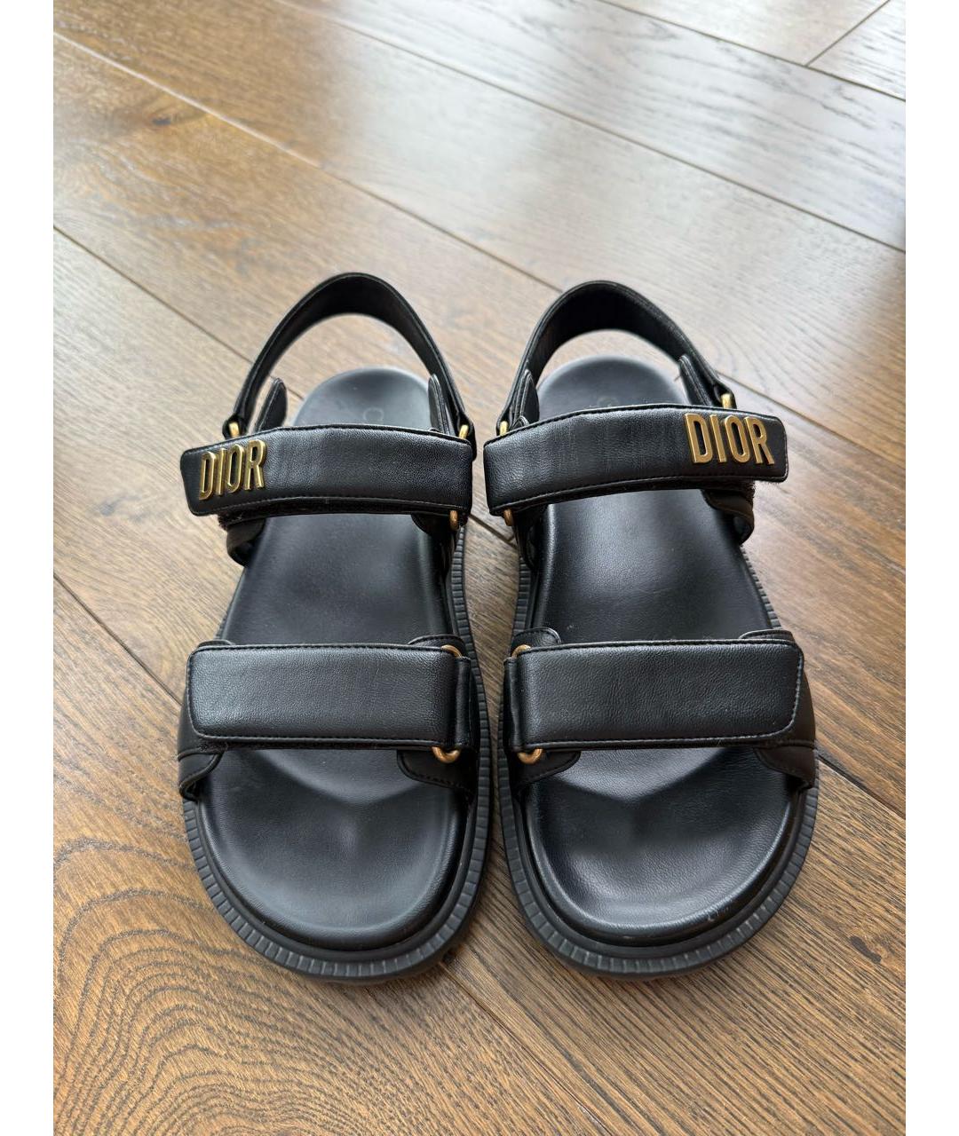 CHRISTIAN DIOR Черные кожаные сандалии, фото 2