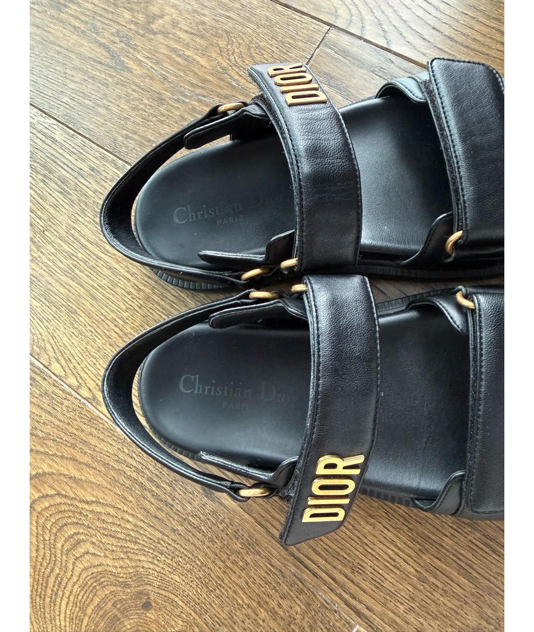 CHRISTIAN DIOR Черные кожаные сандалии, фото 6