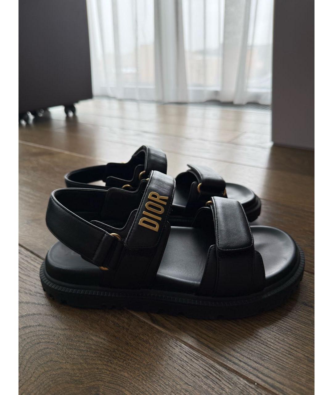 CHRISTIAN DIOR Черные кожаные сандалии, фото 7