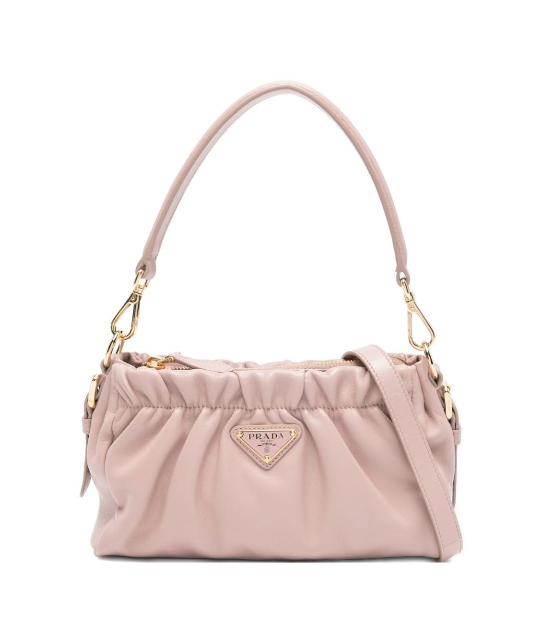 PRADA Розовая кожаная сумка с короткими ручками, фото 1