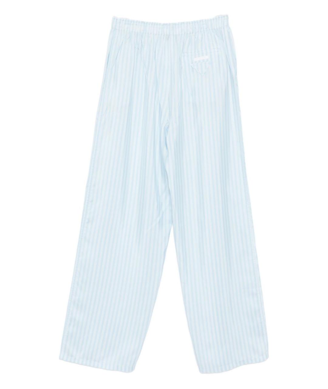 PRADA Голубые хлопковые прямые брюки, фото 2