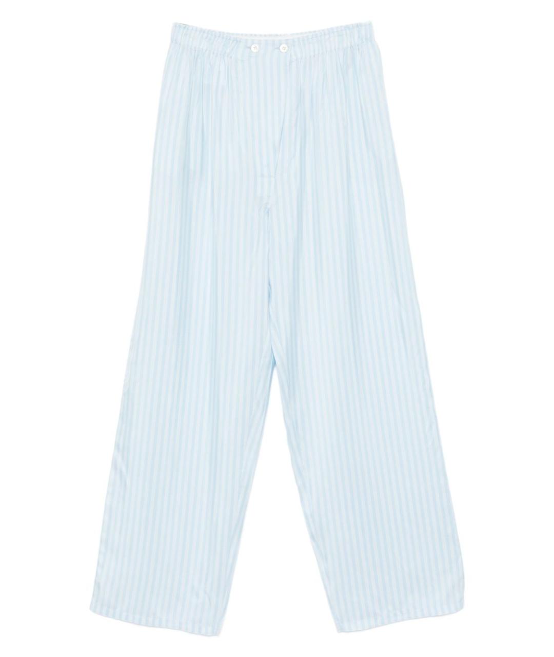 PRADA Голубые хлопковые прямые брюки, фото 1