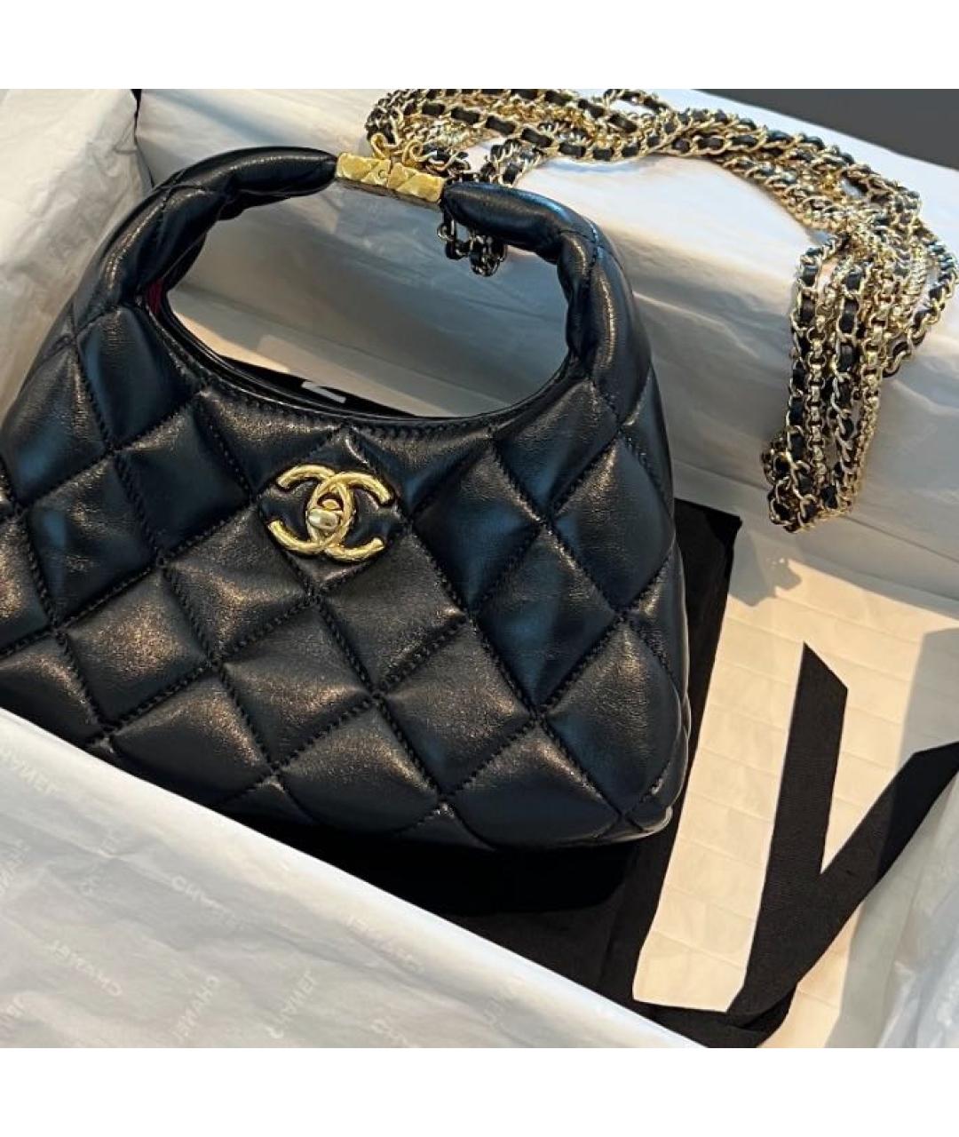 CHANEL Черная кожаная сумка с короткими ручками, фото 8