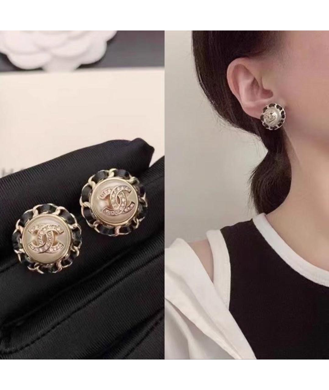 CHANEL Золотые металлические серьги, фото 7