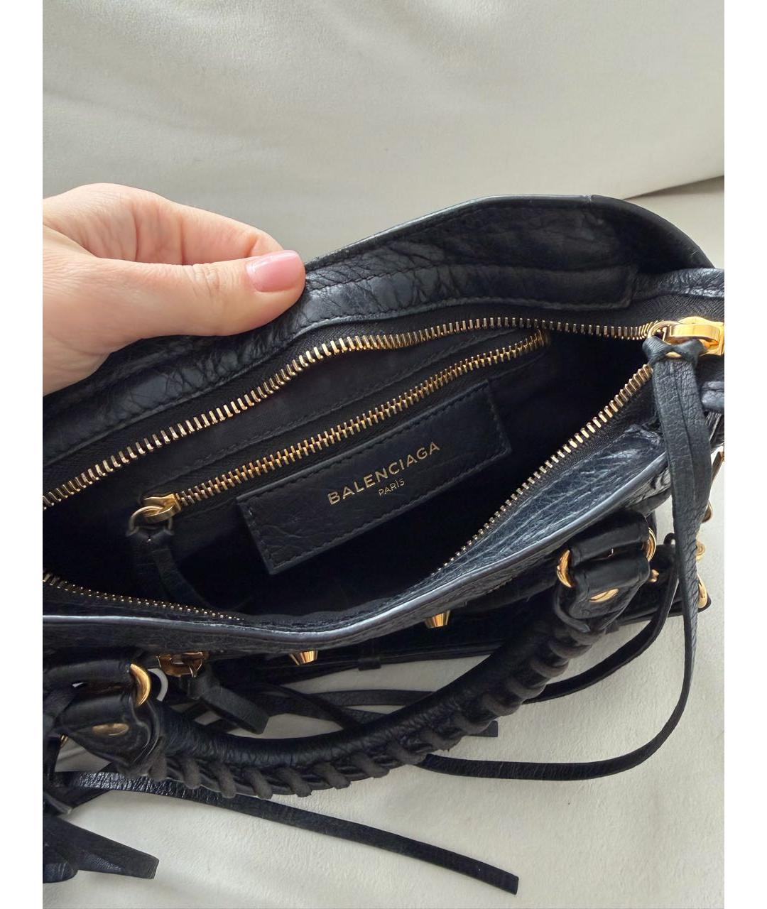 BALENCIAGA Черная кожаная сумка с короткими ручками, фото 4