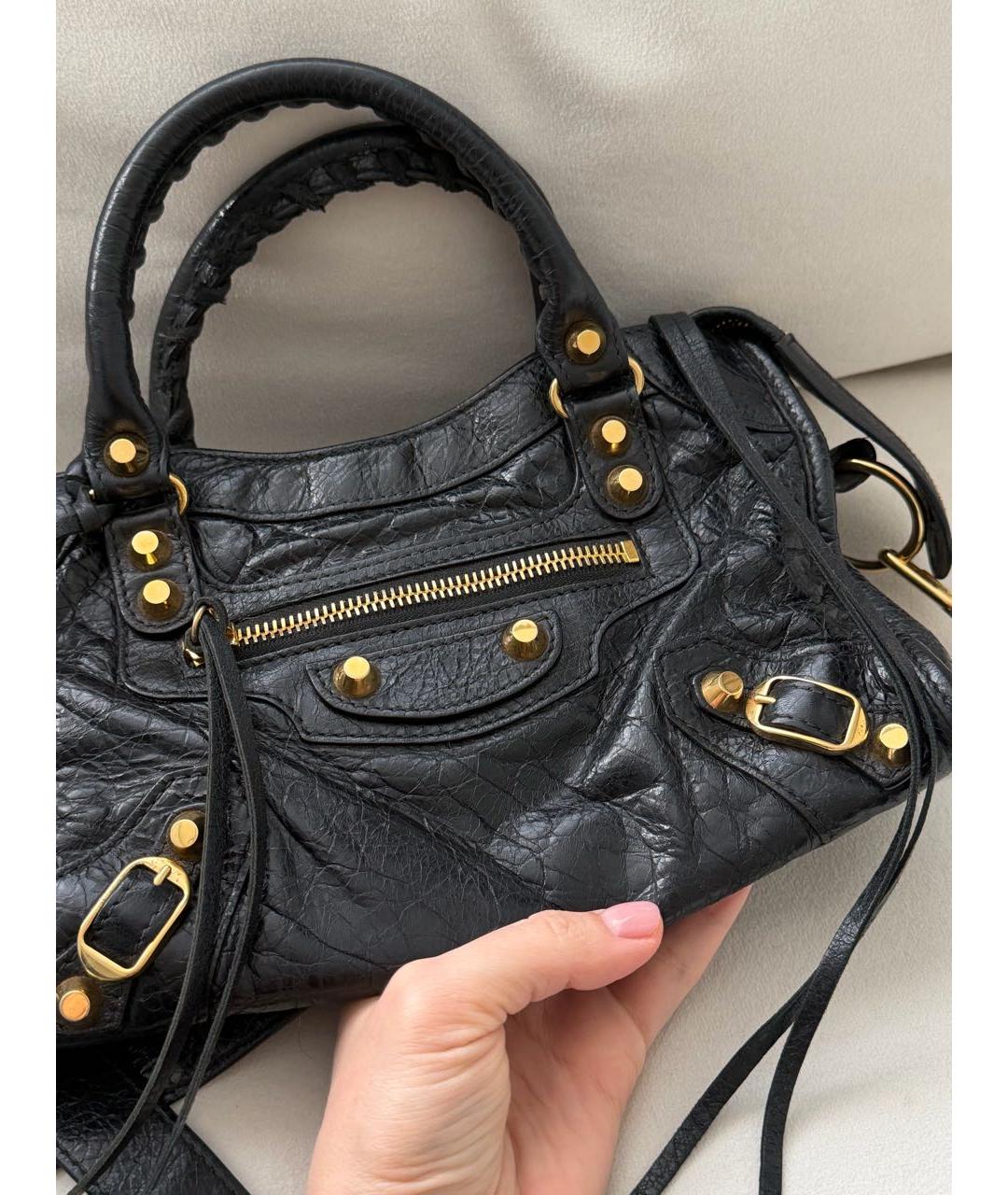 BALENCIAGA Черная кожаная сумка с короткими ручками, фото 2