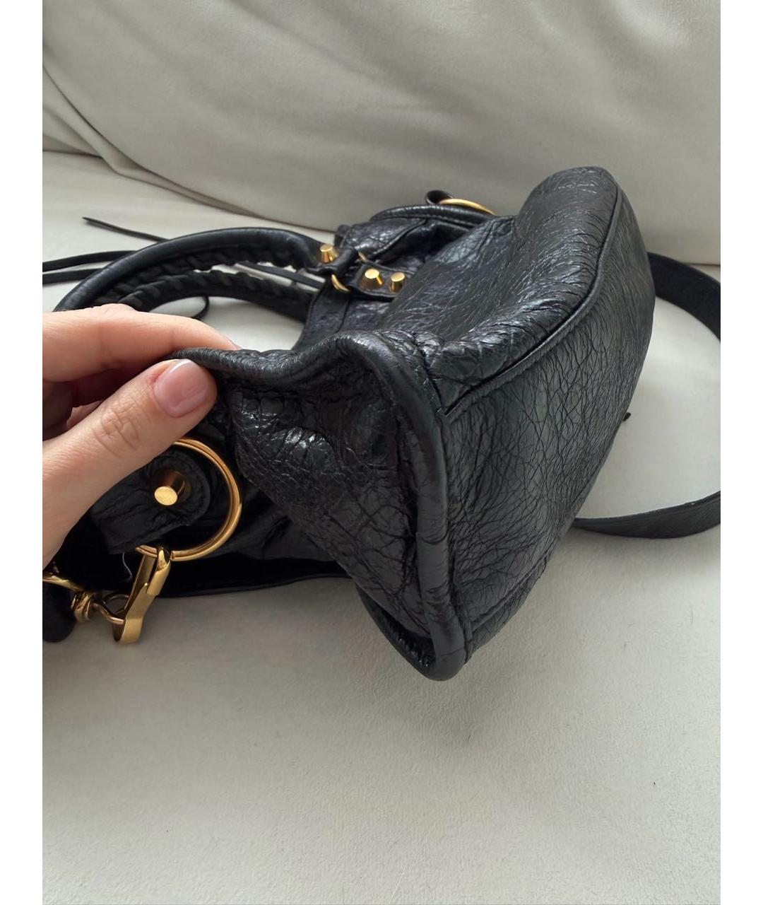 BALENCIAGA Черная кожаная сумка с короткими ручками, фото 5