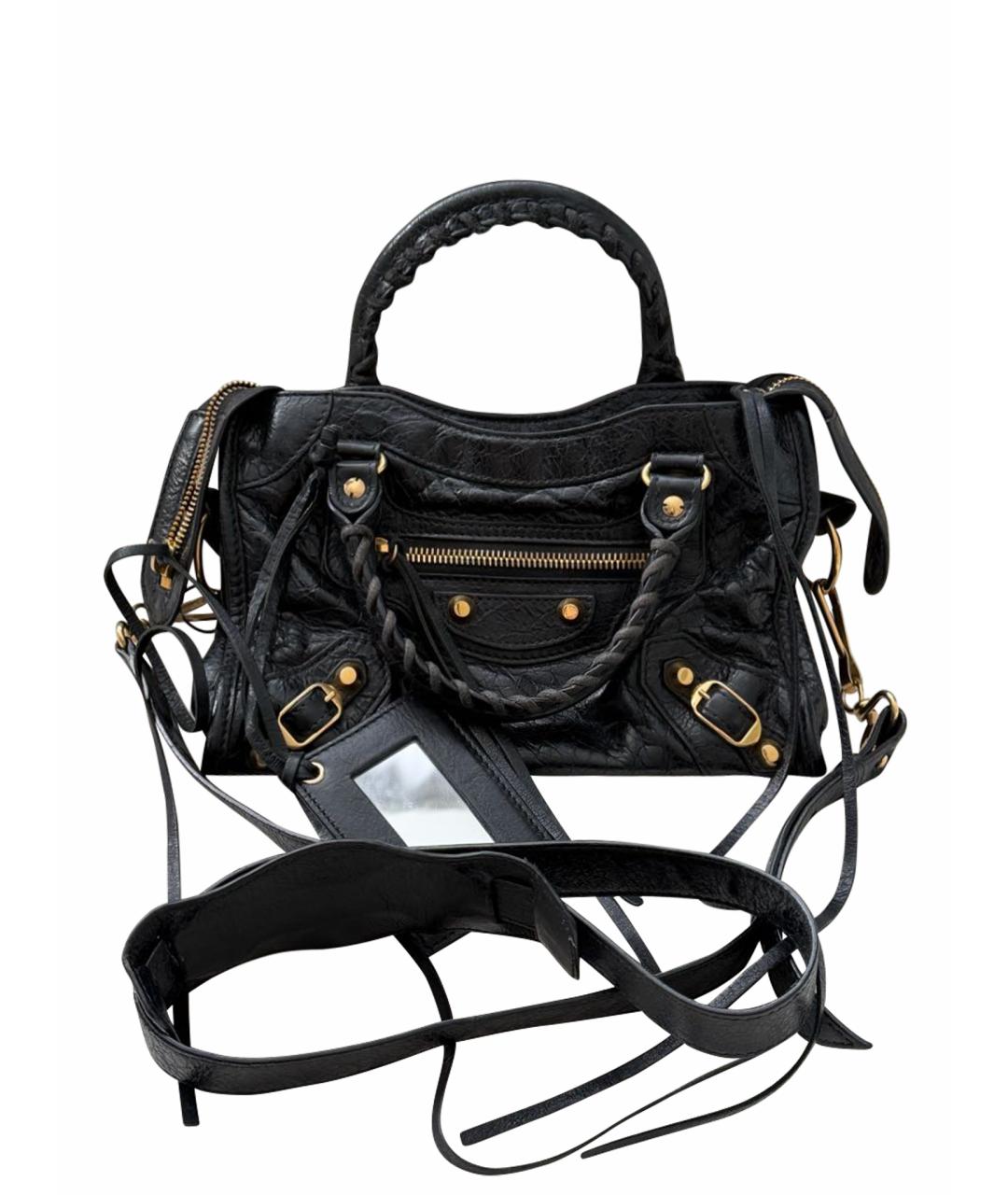 BALENCIAGA Черная кожаная сумка с короткими ручками, фото 1