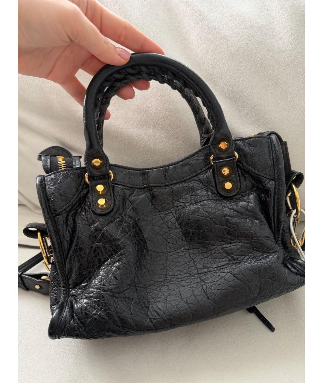 BALENCIAGA Черная кожаная сумка с короткими ручками, фото 3