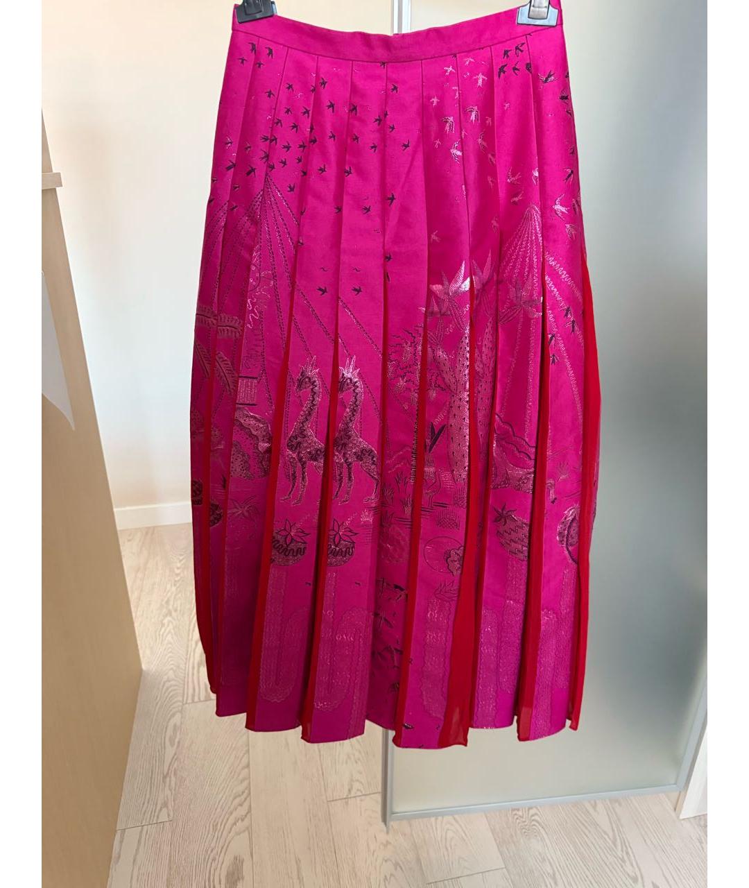 VALENTINO Розовая шелковая юбка миди, фото 2